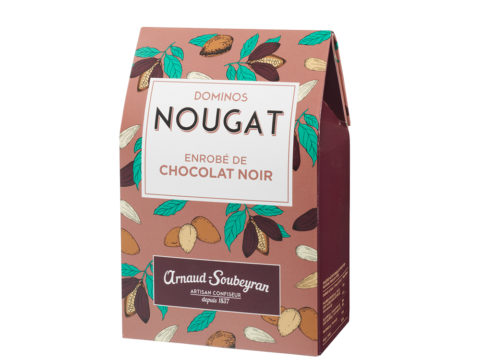 Nougat enrobé chocolat noir - Boite domino 180gr