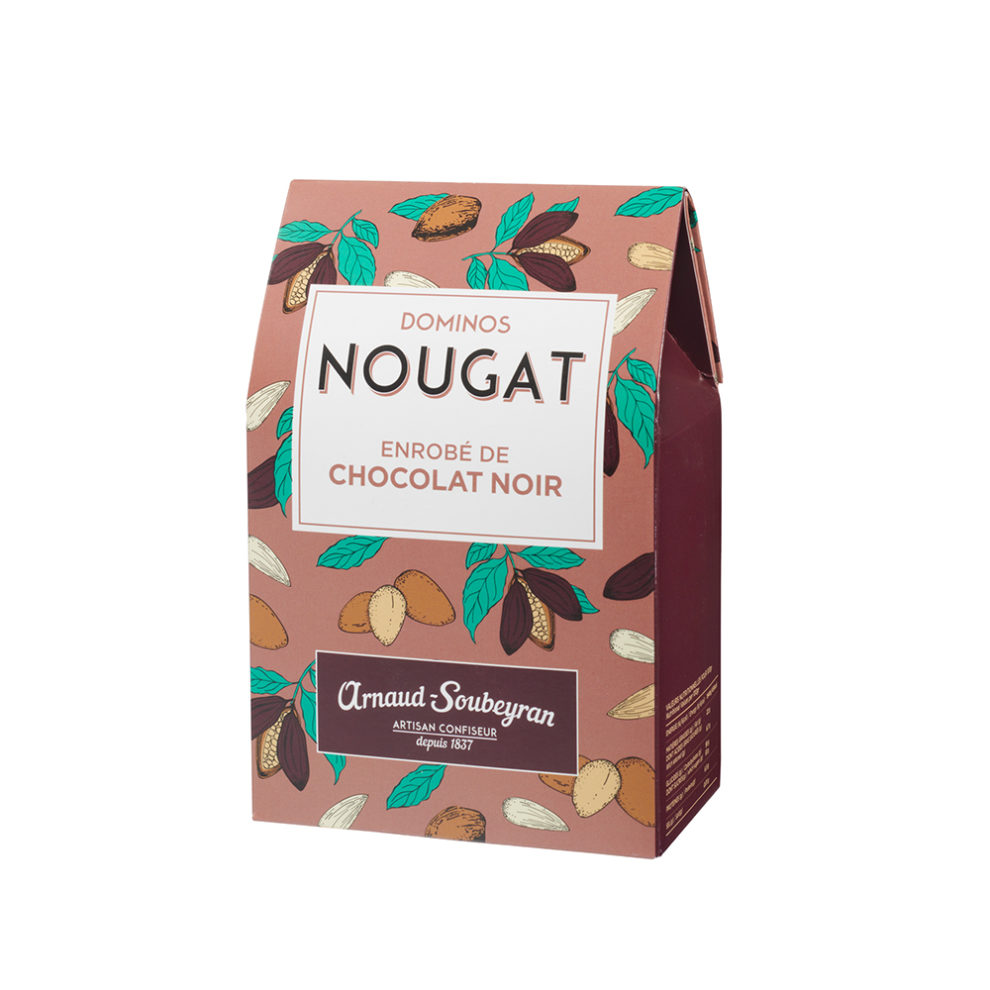 Nougat enrobé chocolat noir - Boite domino 180gr