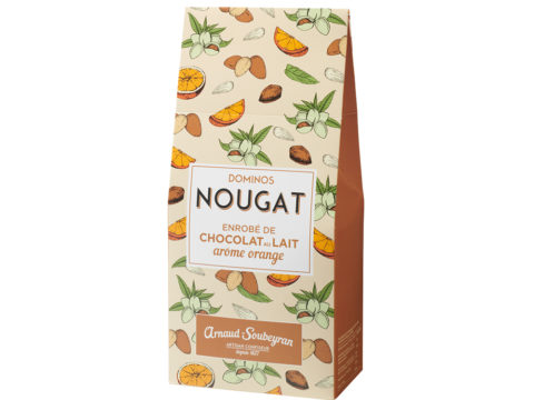 Nougat enrobé chocolat au lait arôme orange - Boite 400gr