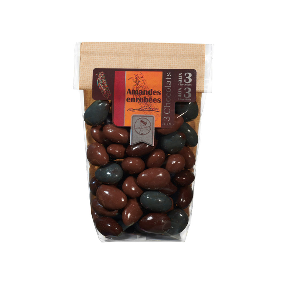 Amandes enrobées aux 3 chocolats - sachet 180gr