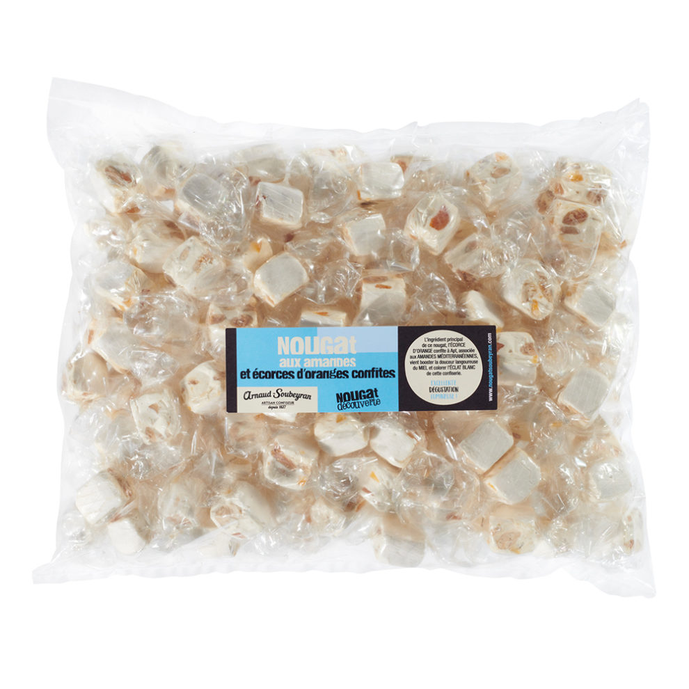 White Nougat with candied orange peel - 1kg bulk