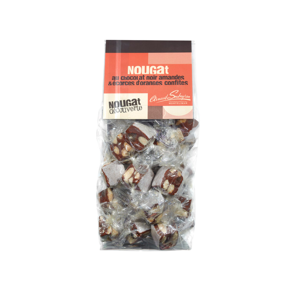 Cocoa Nougat with candied orange peel - 180gr wrapper bag