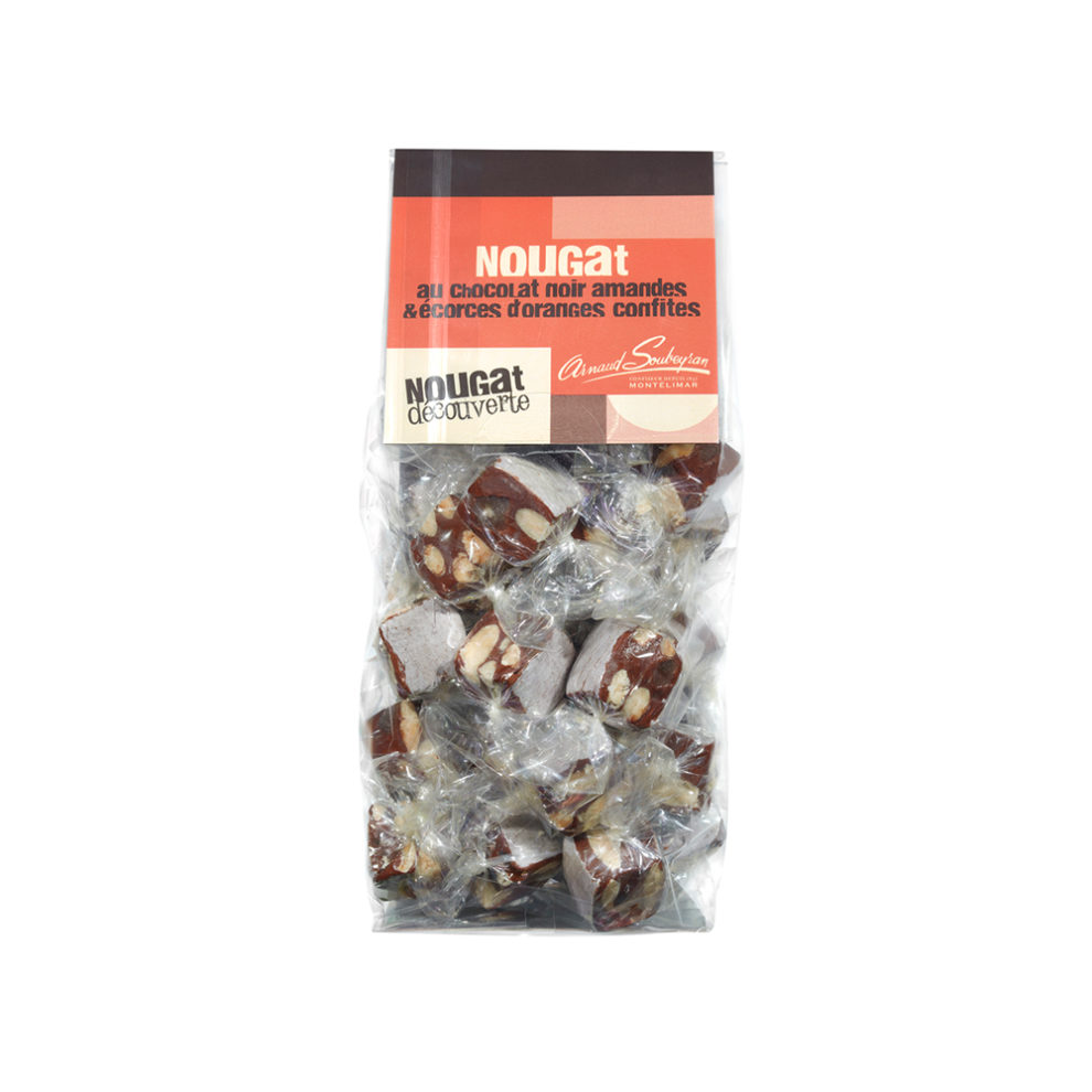 Nougat cacao et l'écorce d'orange confite - sachet papillote 180gr