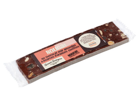 Cocoa Nougat with candied orange peel - 100gr bar